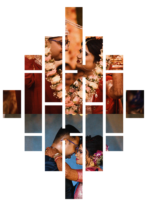 Fragmented wedding moments collage